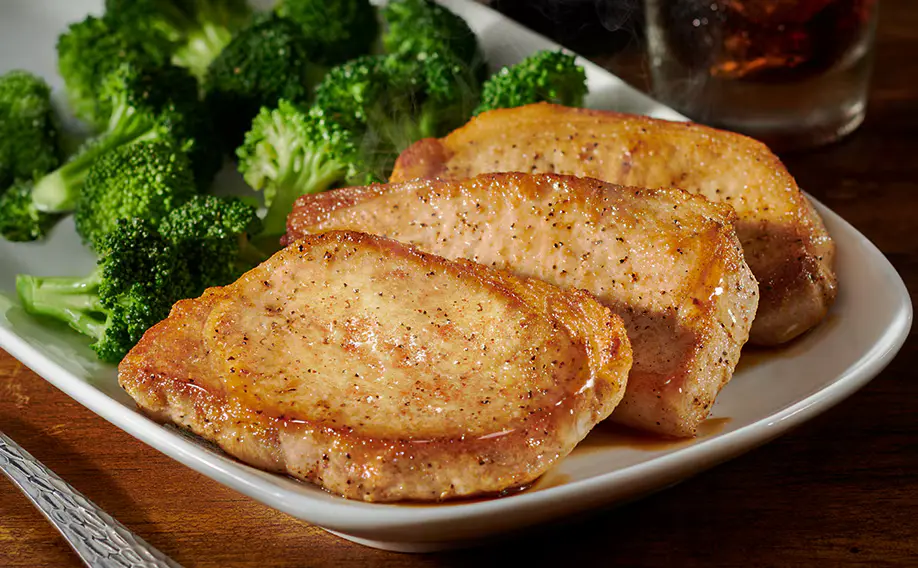Longhorn menu of Cowboy Pork Chops with price and image