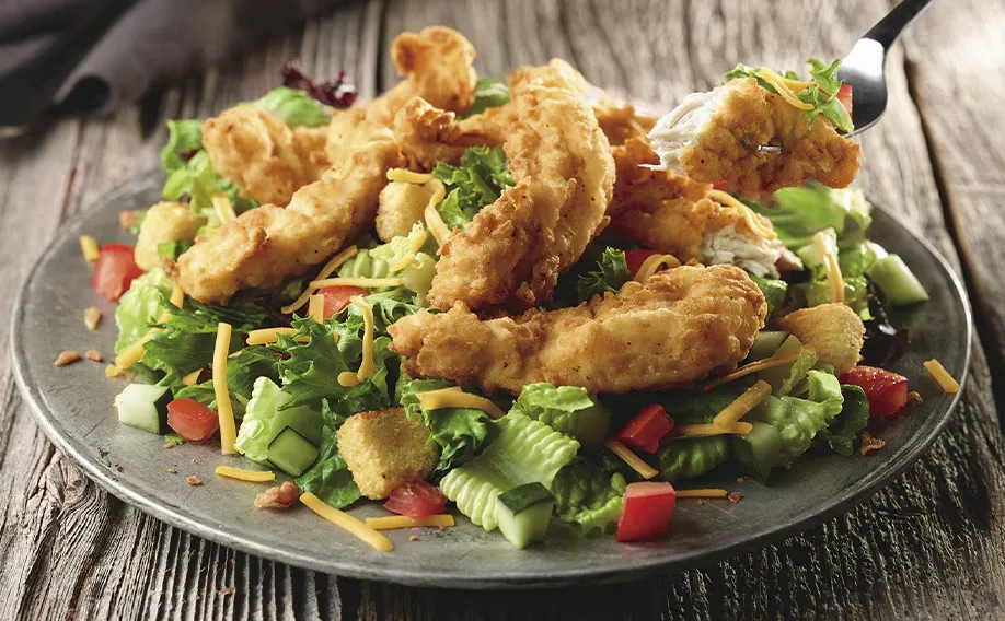 Longhorn menu of Farm Fresh Field Greens with Crispy Chicken Tenders with image and price 